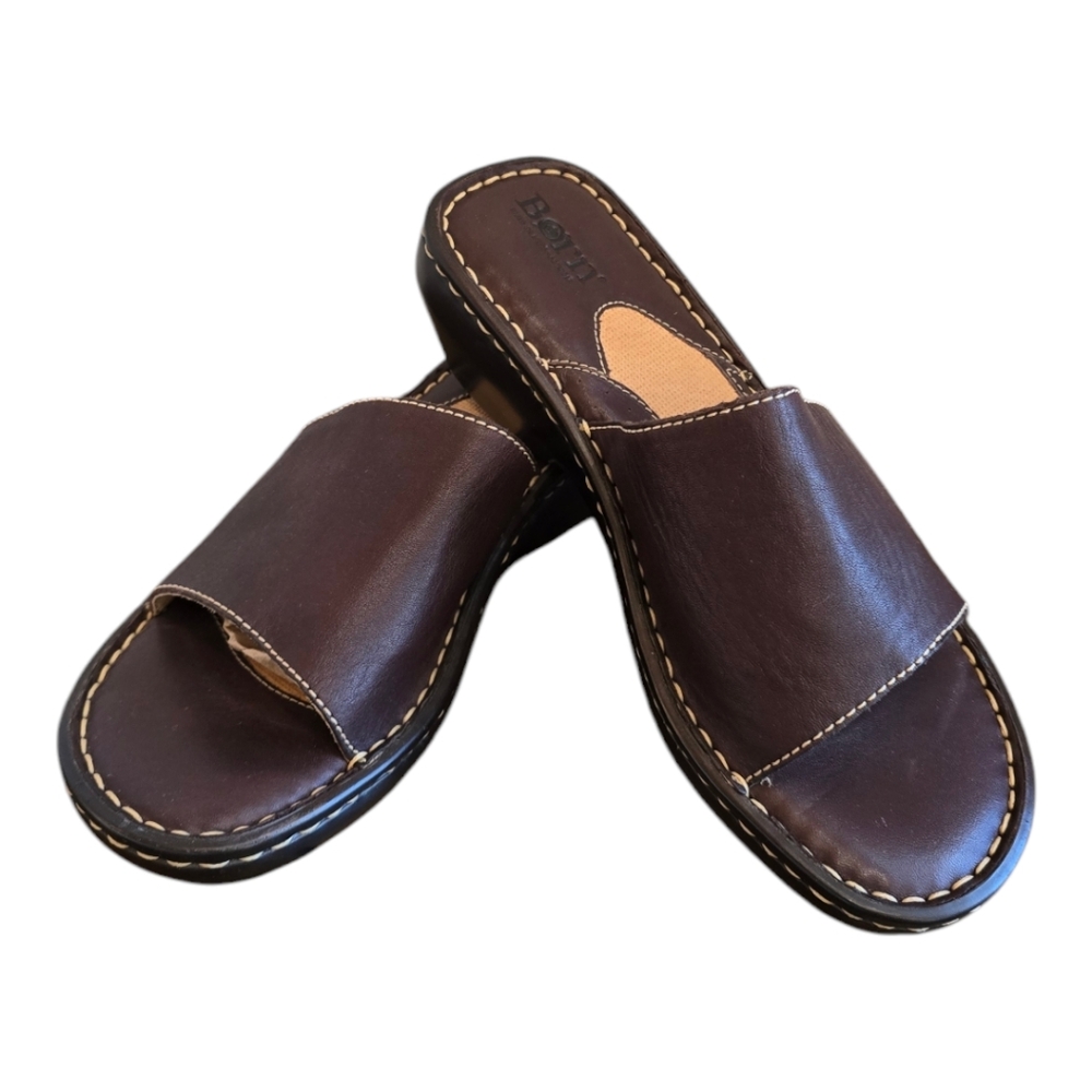 Born Brown Leather Sandals with Stylish Stitching